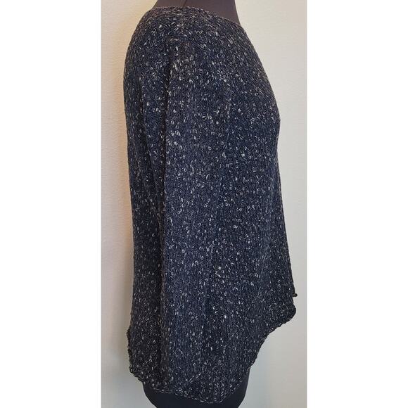 Eileen Fisher Organic Cotton Sweater – Knubby Knit – Black/Brown – Boat Neck – M - Picture 3 of 8